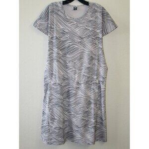 Helly Hansen Pink Cloud Thalia Print Dress 2.0 Cinch Waist Short Sleeve L